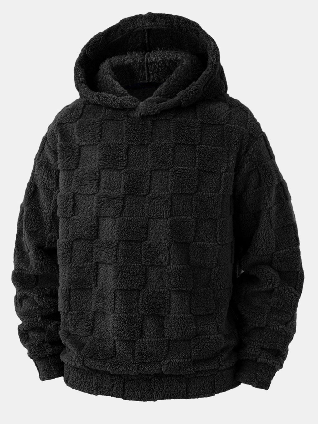 3 Pieces Relax Fit Checkerboard Teddy Hoodie