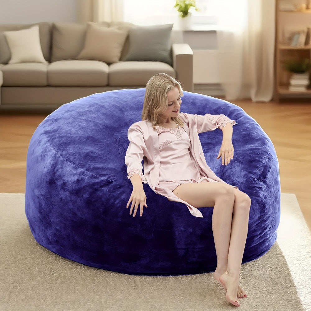 Round Bean Bag Chair Lounger in 3, 4, 5 or 6-Foot Sizes with Eight Color Choices and Stated Dimensions