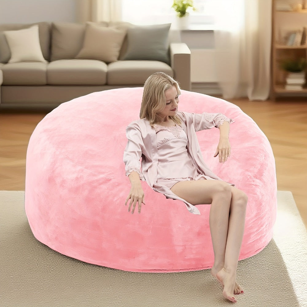 Round Bean Bag Chair Lounger in 3, 4, 5 or 6-Foot Sizes with Eight Color Choices and Stated Dimensions