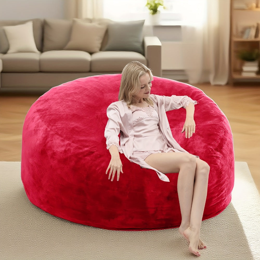 Round Bean Bag Chair Lounger in 3, 4, 5 or 6-Foot Sizes with Eight Color Choices and Stated Dimensions