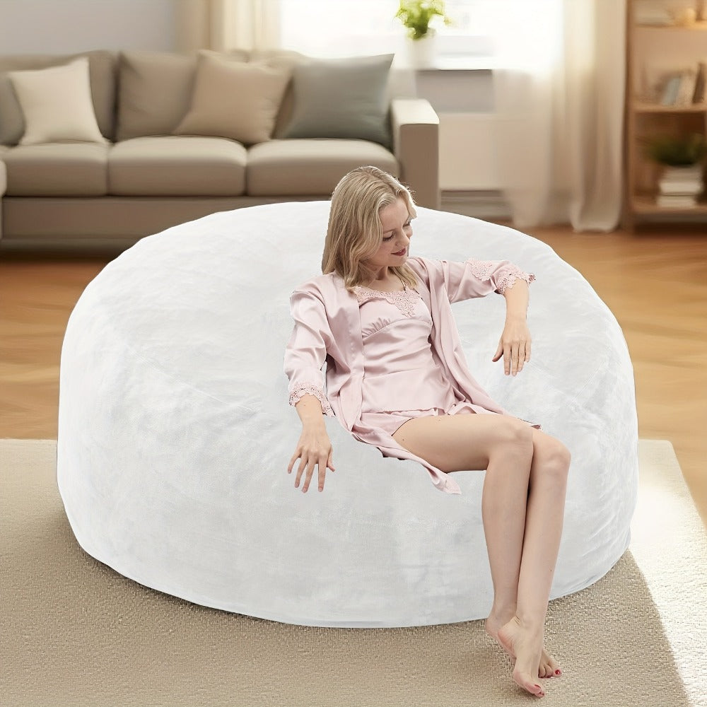 Round Bean Bag Chair Lounger in 3, 4, 5 or 6-Foot Sizes with Eight Color Choices and Stated Dimensions