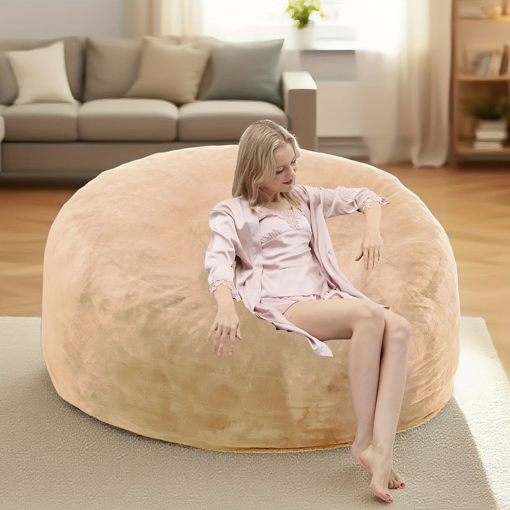 Round Bean Bag Chair Lounger in 3, 4, 5 or 6-Foot Sizes with Eight Color Choices and Stated Dimensions