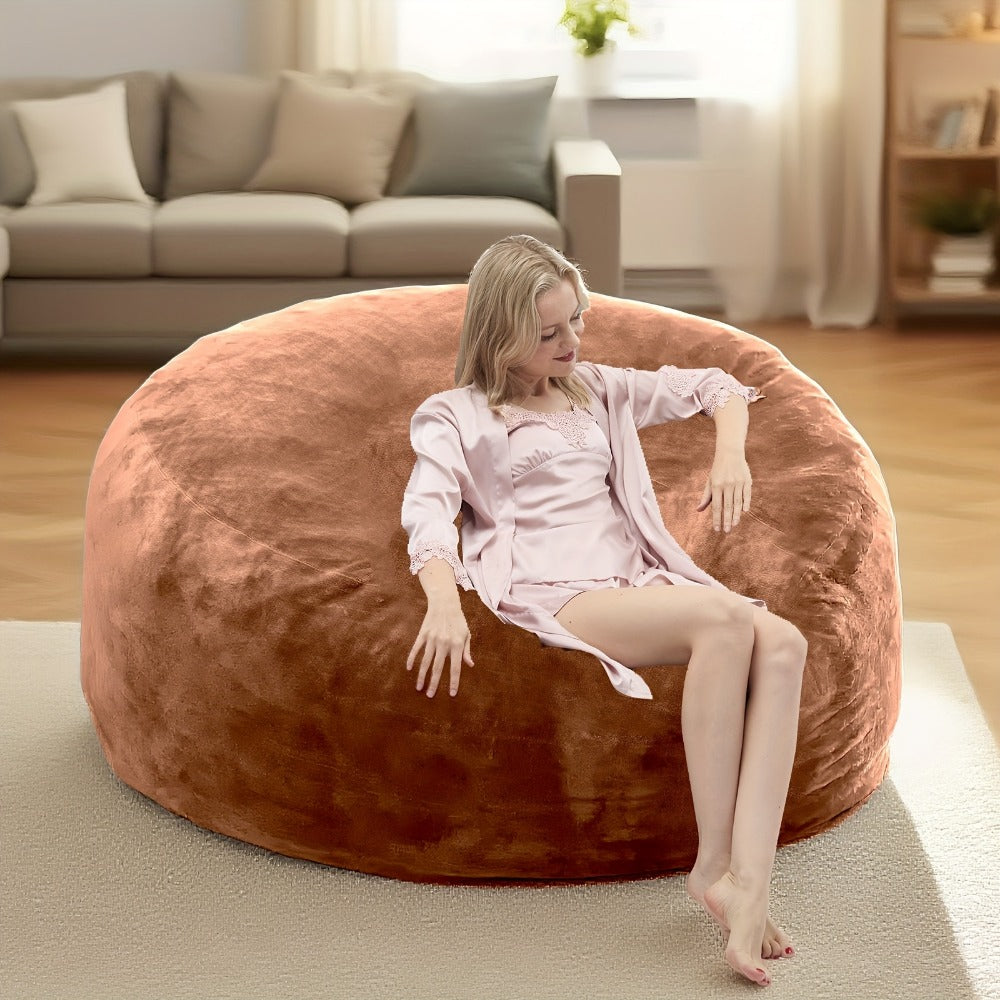 Round Bean Bag Chair Lounger in 3, 4, 5 or 6-Foot Sizes with Eight Color Choices and Stated Dimensions
