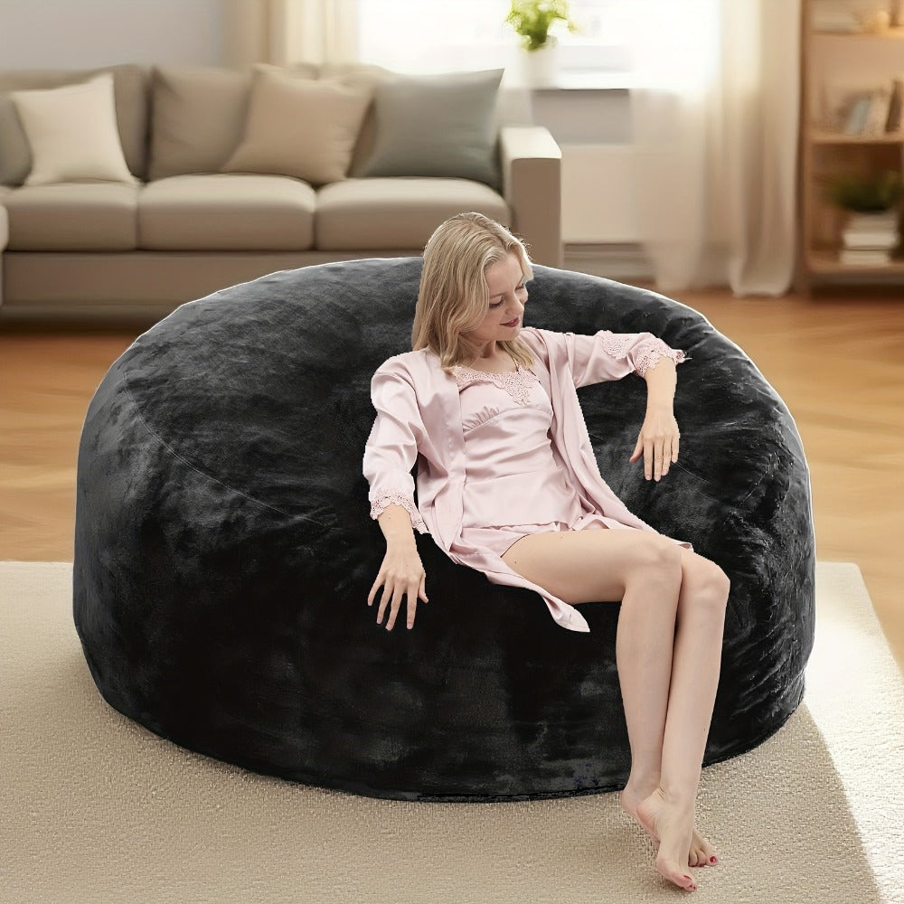 Round Bean Bag Chair Lounger in 3, 4, 5 or 6-Foot Sizes with Eight Color Choices and Stated Dimensions