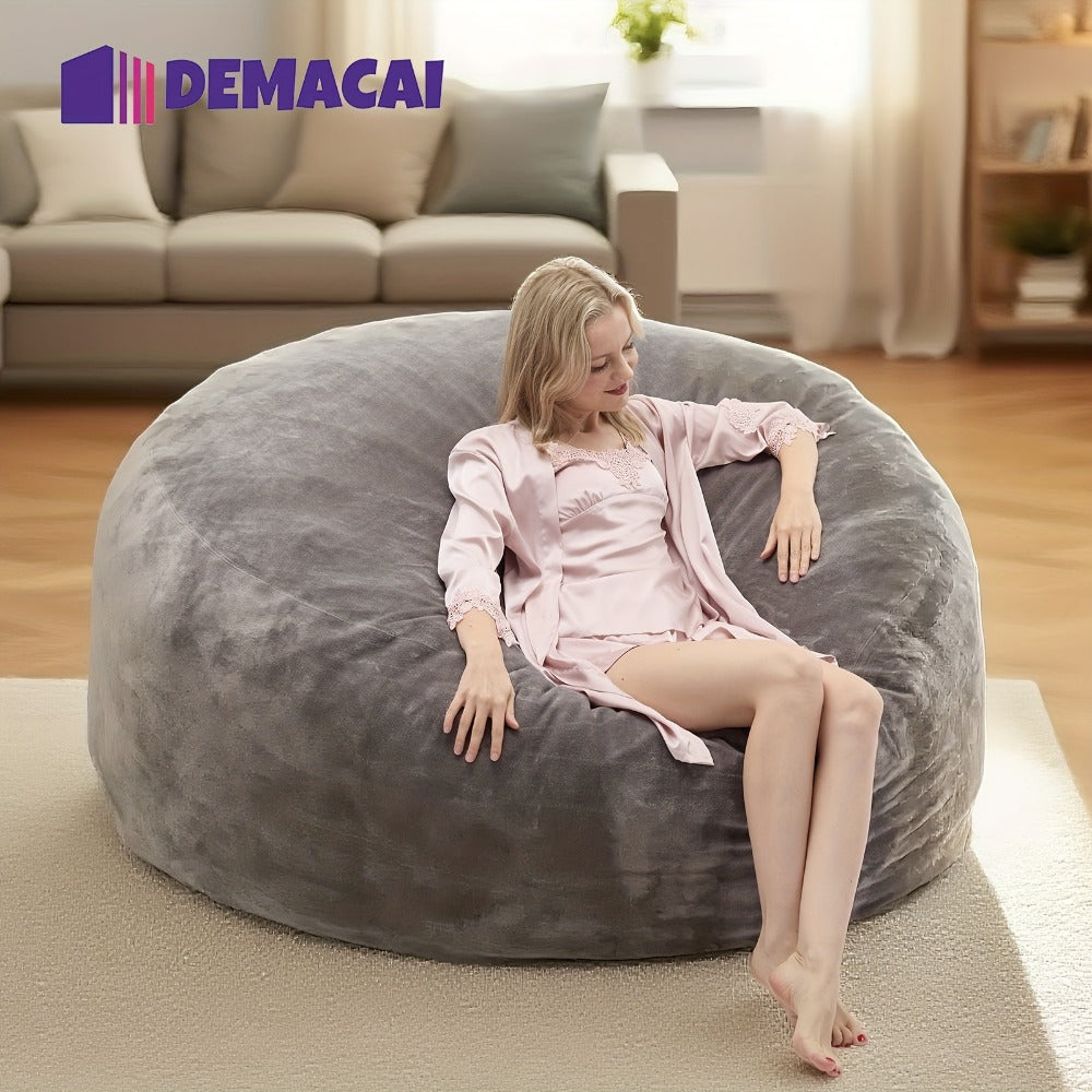 Round Bean Bag Chair Lounger in 3, 4, 5 or 6-Foot Sizes with Eight Color Choices and Stated Dimensions