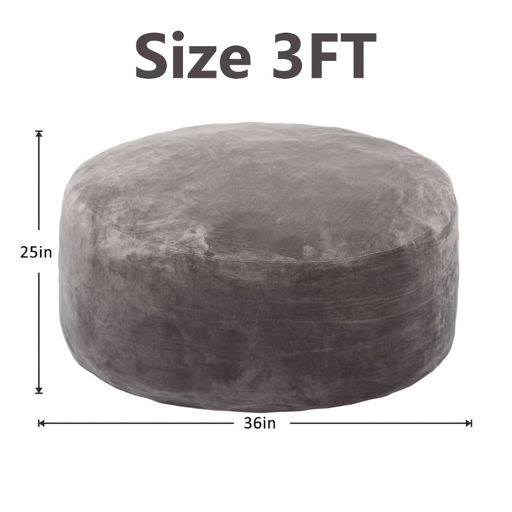 Round Bean Bag Chair Lounger in 3, 4, 5 or 6-Foot Sizes with Eight Color Choices and Stated Dimensions