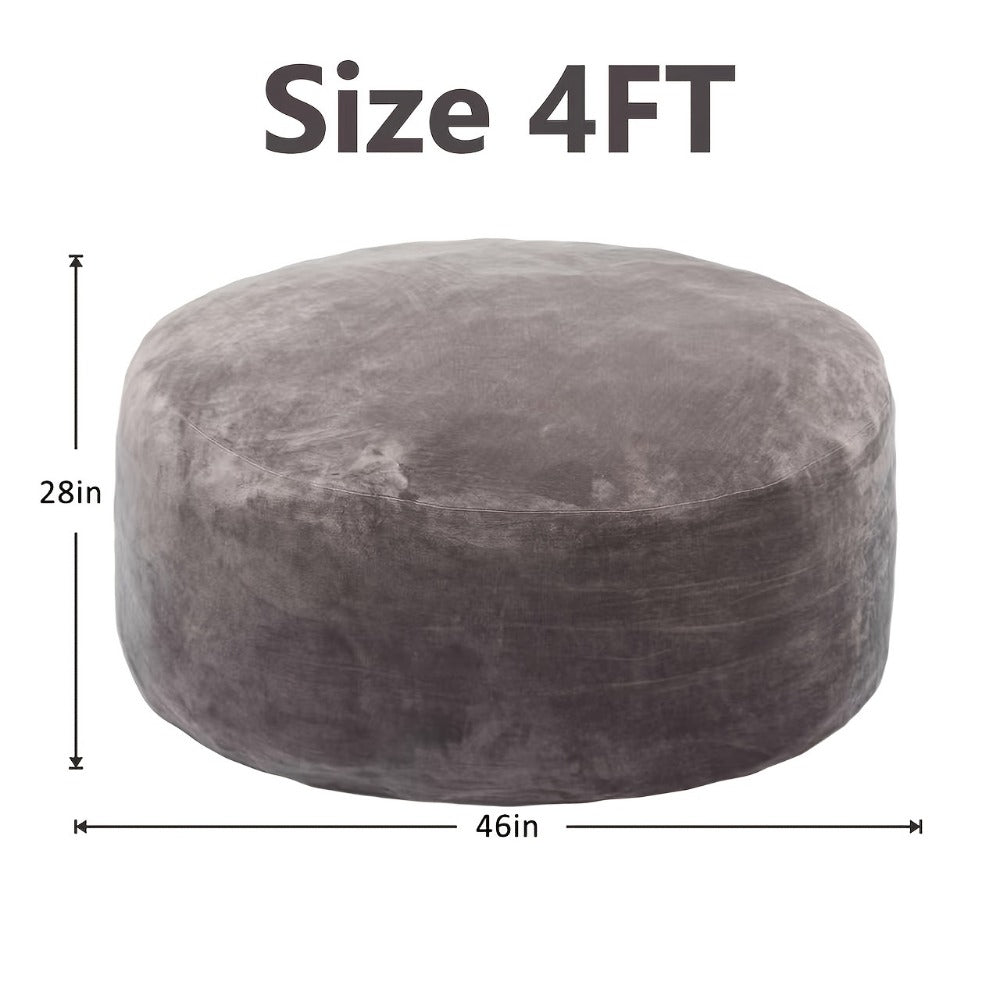 Round Bean Bag Chair Lounger in 3, 4, 5 or 6-Foot Sizes with Eight Color Choices and Stated Dimensions