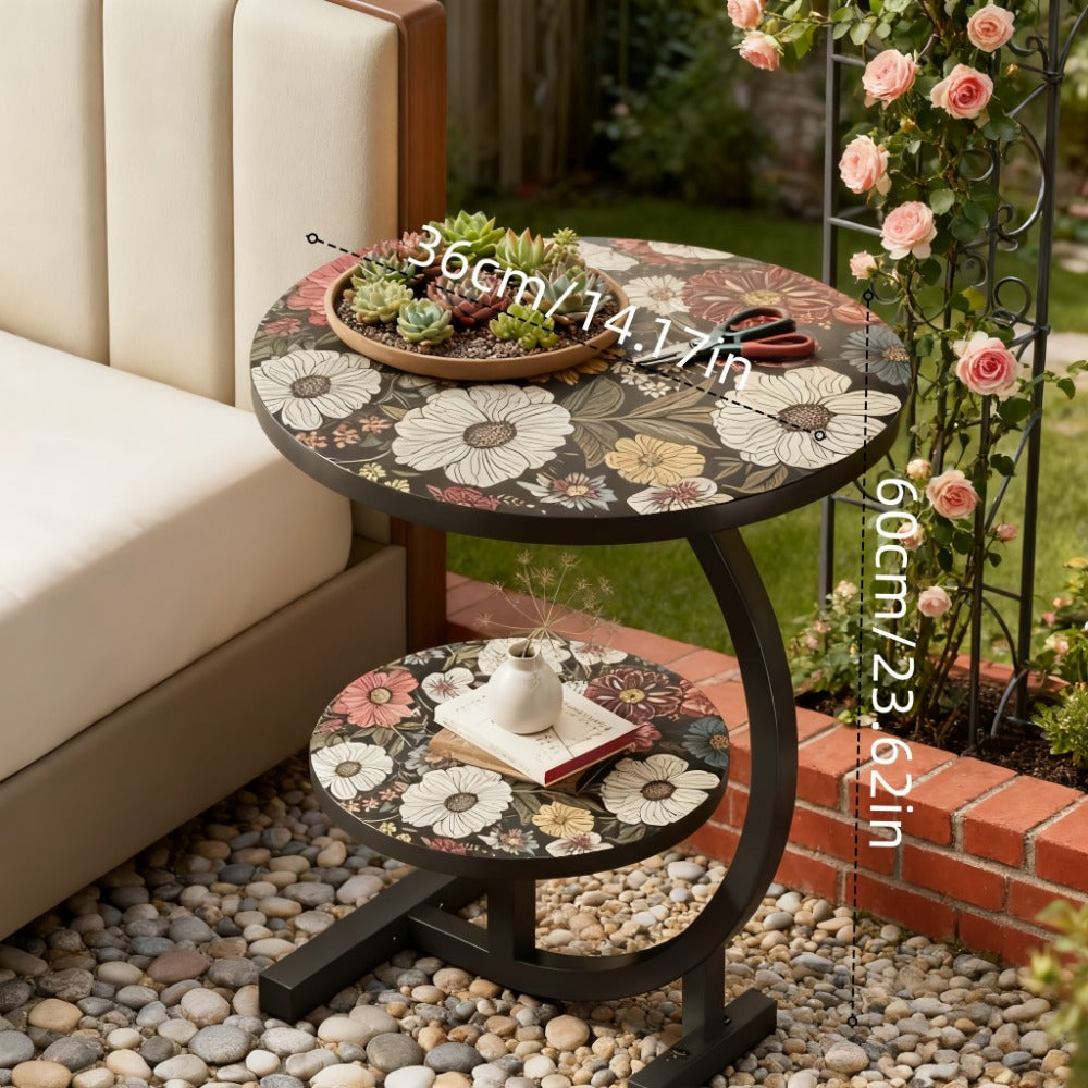 3-in-1 Round Outdoor Coffee Table, Living Room Center Table for Patio
