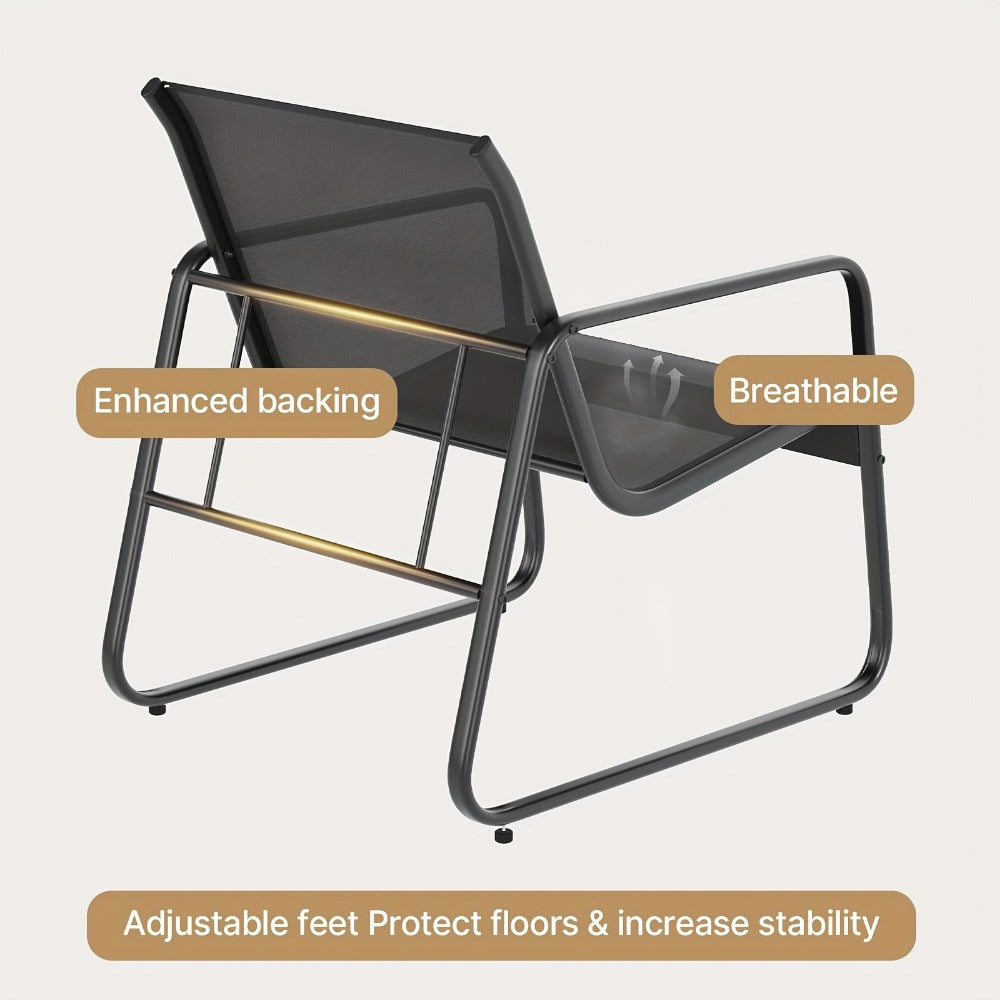 Three-Piece Metal Patio Rocking Chair Set with Two Textilene Seats, Side Table and Grey or Black Finish