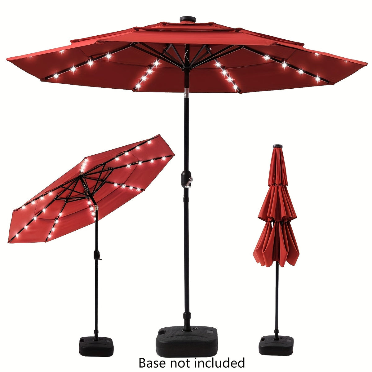 Patio Umbrella 3-Tier Vented Style in 9FT, 10FT or 11FT with Eight Ribs and Push-Button Tilt