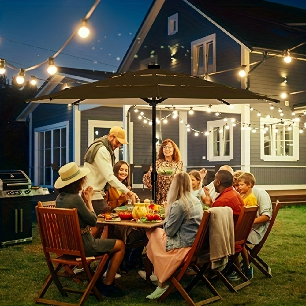 Patio Umbrella 3-Tier Vented Style in 9FT, 10FT or 11FT with Eight Ribs and Push-Button Tilt