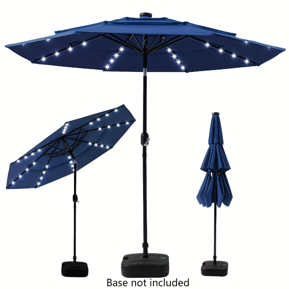 Patio Umbrella 3-Tier Vented Style in 9FT, 10FT or 11FT with Eight Ribs and Push-Button Tilt