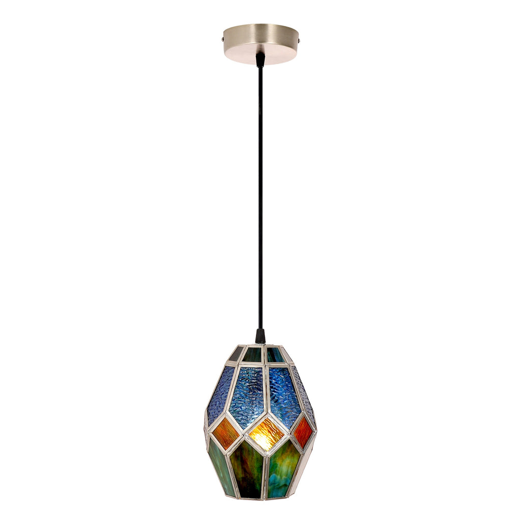 River of Goods Stained Glass Hanging Lamp - BlueGreen