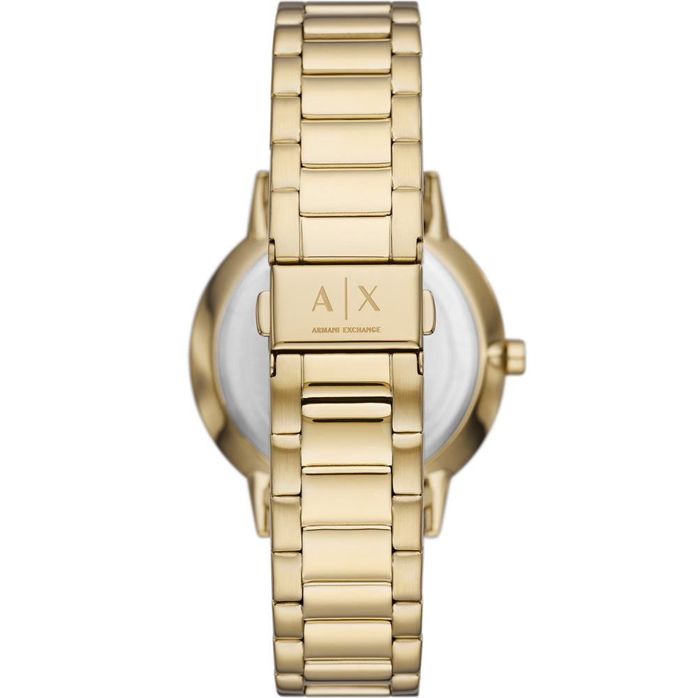 Armani Exchange Cayde AX2707 Herren-Analoguhr – Goldfarbenes Zifferblatt mit passendem Edelstahlarmband in Gold