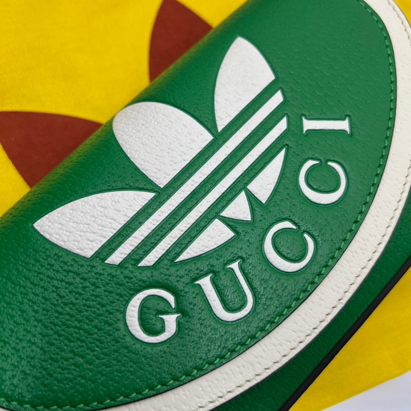Gucci x Adidas Small Shoulder Bag – Green Leather Trefoil GUCCI Web Strap
