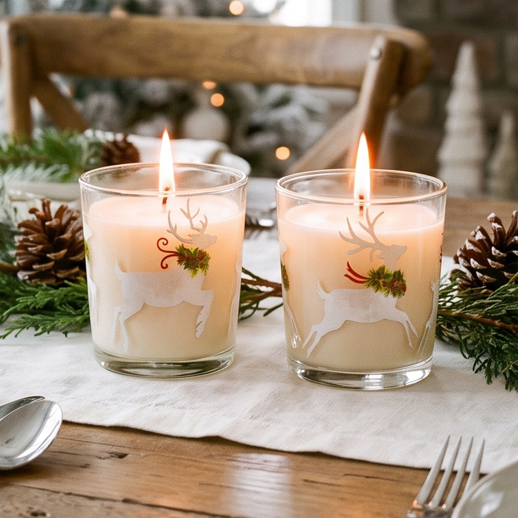 Dasher and Dancer - Balsam Fir and Cranberry Spice 9.6oz Soy Wax Candle 2 Piece Set