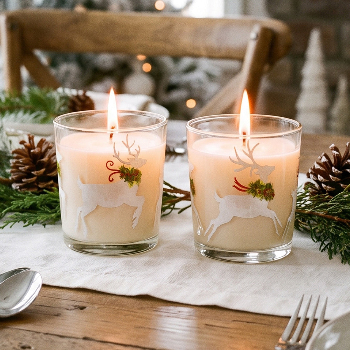 Dasher and Dancer - Balsam Fir and Cranberry Spice 9.6oz Soy Wax Candle 2 Piece Set
