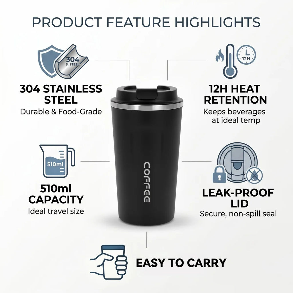 510ml Stainless Steel Insulated Coffee Travel Mug
