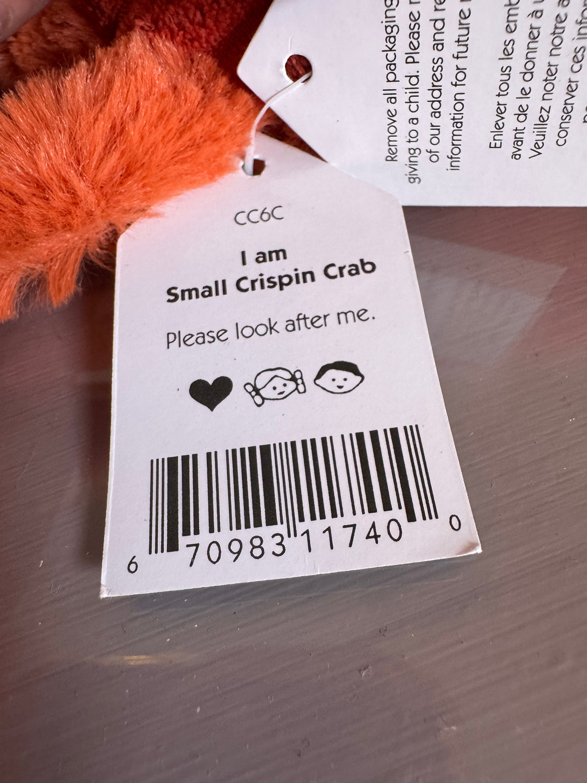 Jellycat Crispin Crab Small