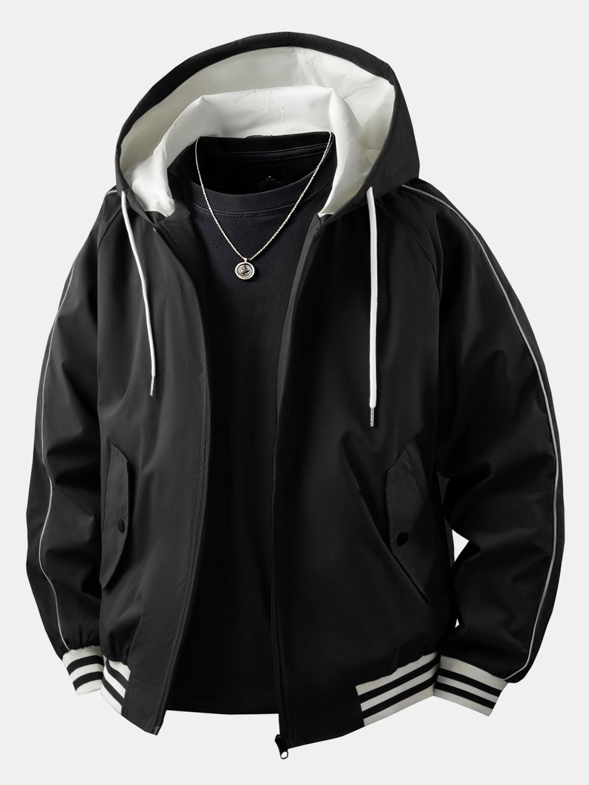 Relaxed Fit Zip-Up Hooded Jacket