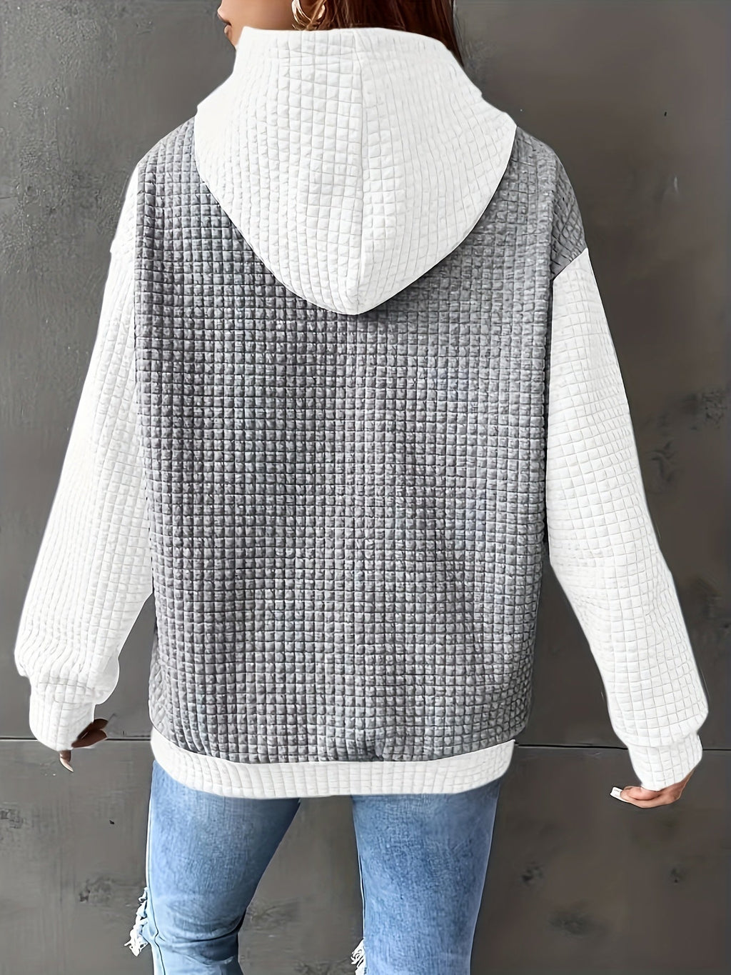 Dahlia | Textured Colour-Block Hoodie