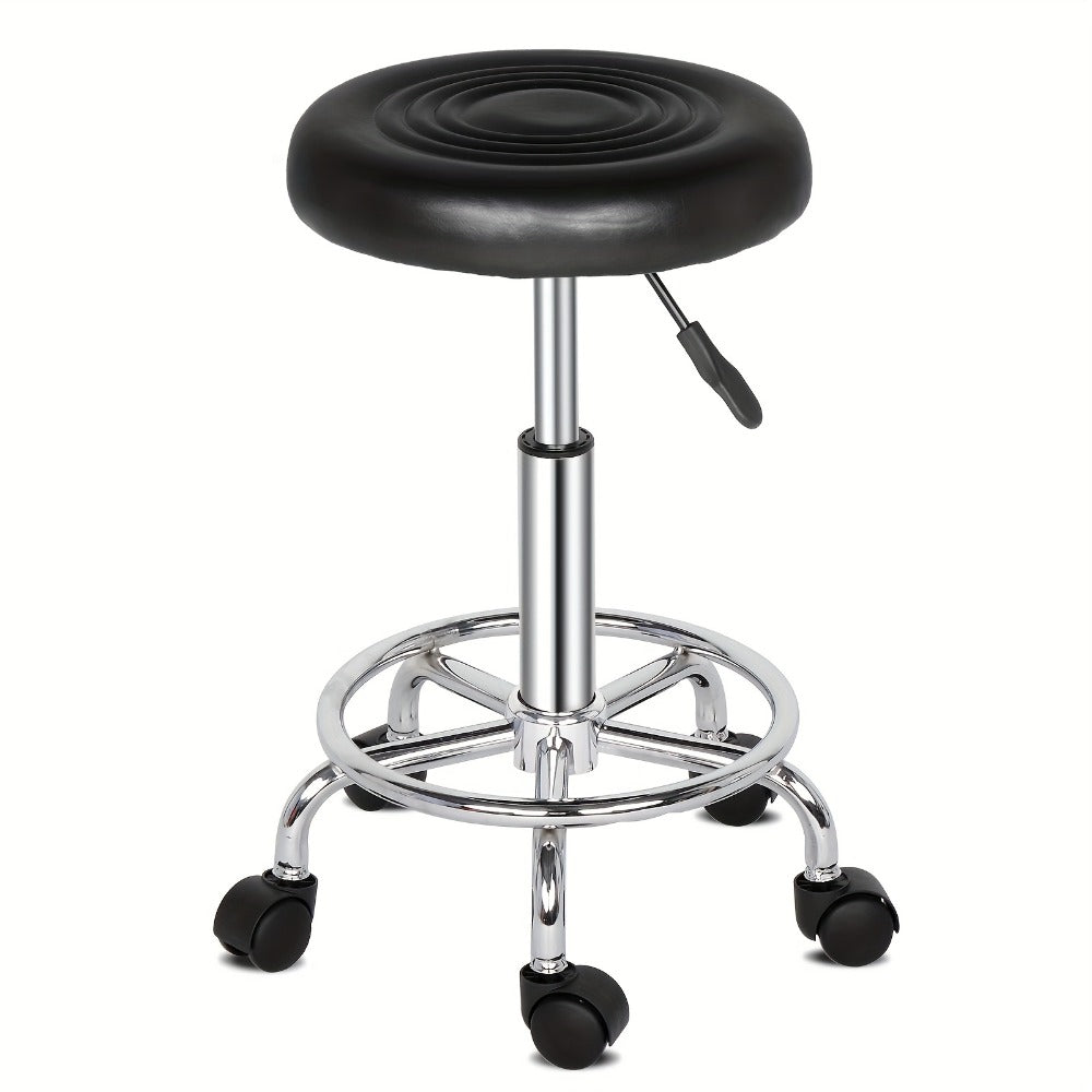 360 Swivel Bar Stool with Footrest Round Cushioned Sponge Seat Chrome Base Counter Stool Kitchen Island Home