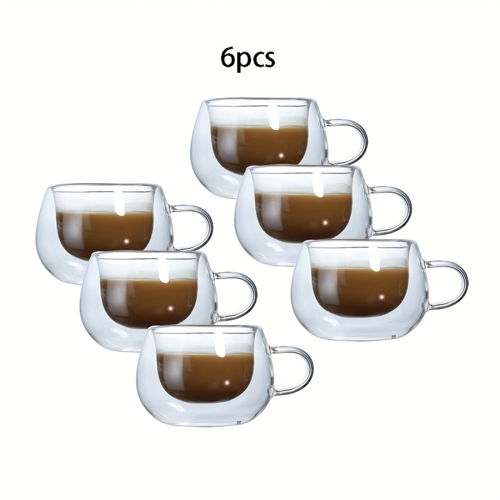Glass Coffee Cups with Handle Insulated Transparent Borosilicate Espresso for Entryways and Bedrooms and Living Spaces