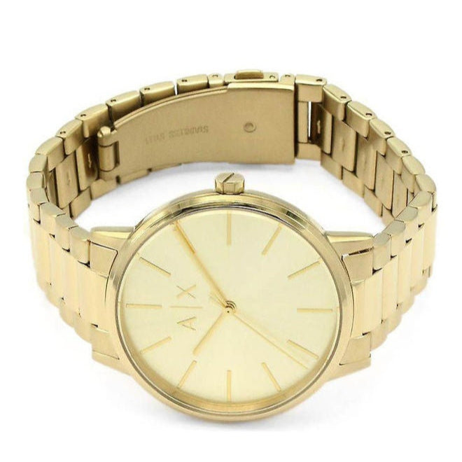 Armani Exchange Cayde AX2707 Herren-Analoguhr – Goldfarbenes Zifferblatt mit passendem Edelstahlarmband in Gold
