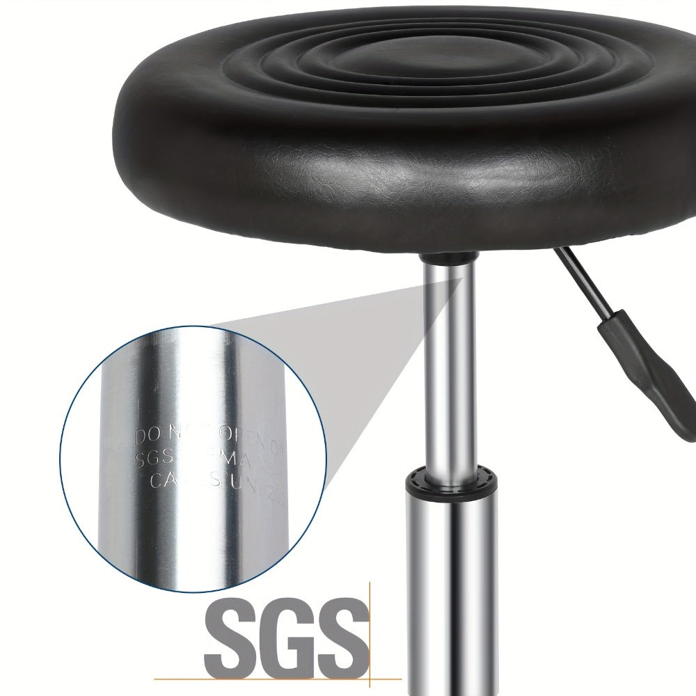 Round Padded Swivel Bar Stool 360° with Chrome Base - Adjustable Height Salon Kitchen Counter Stool for Nail