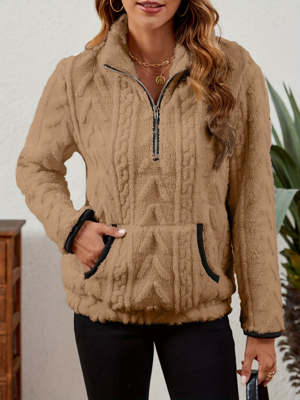Thea | Textured Half-Zip Pullover
