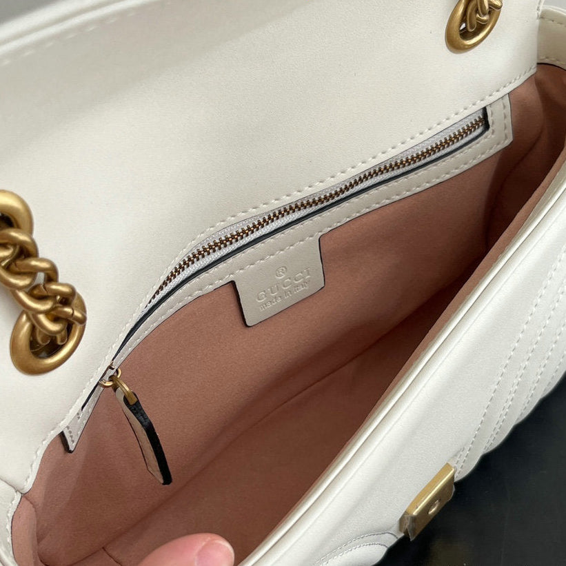 White Quilted Leather Chain Shoulder Bag