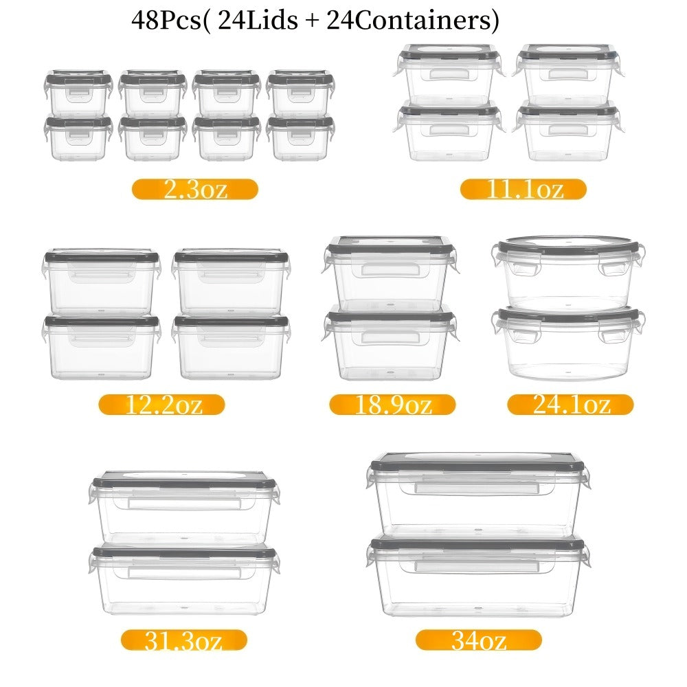 Food Storage Containers, Airtight Stackable Plastic Meal Prep Boxes with Leak-Proof Lids and Pantry Labels