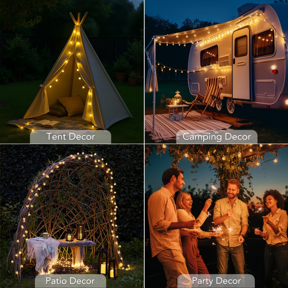 Moroccan Solar String Lights Outdoor - Metal Sphere Fairy Lights with 20/30/50 LED Beads, 8 Modes