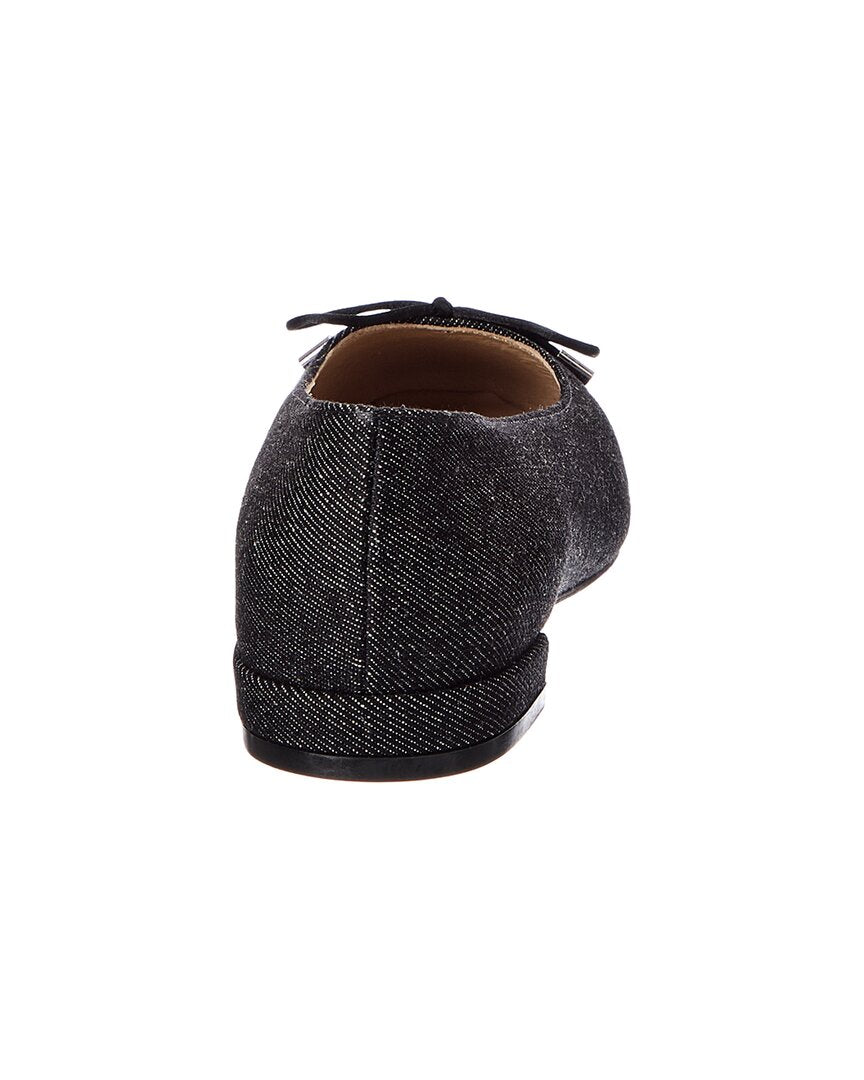 Stuart Weitzman Sleek Bow Denim Flat