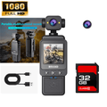 DV01 1080P-Labeled Action Camera with Wearable Clip, Rechargeable Body and Optional 32GB Memory Card