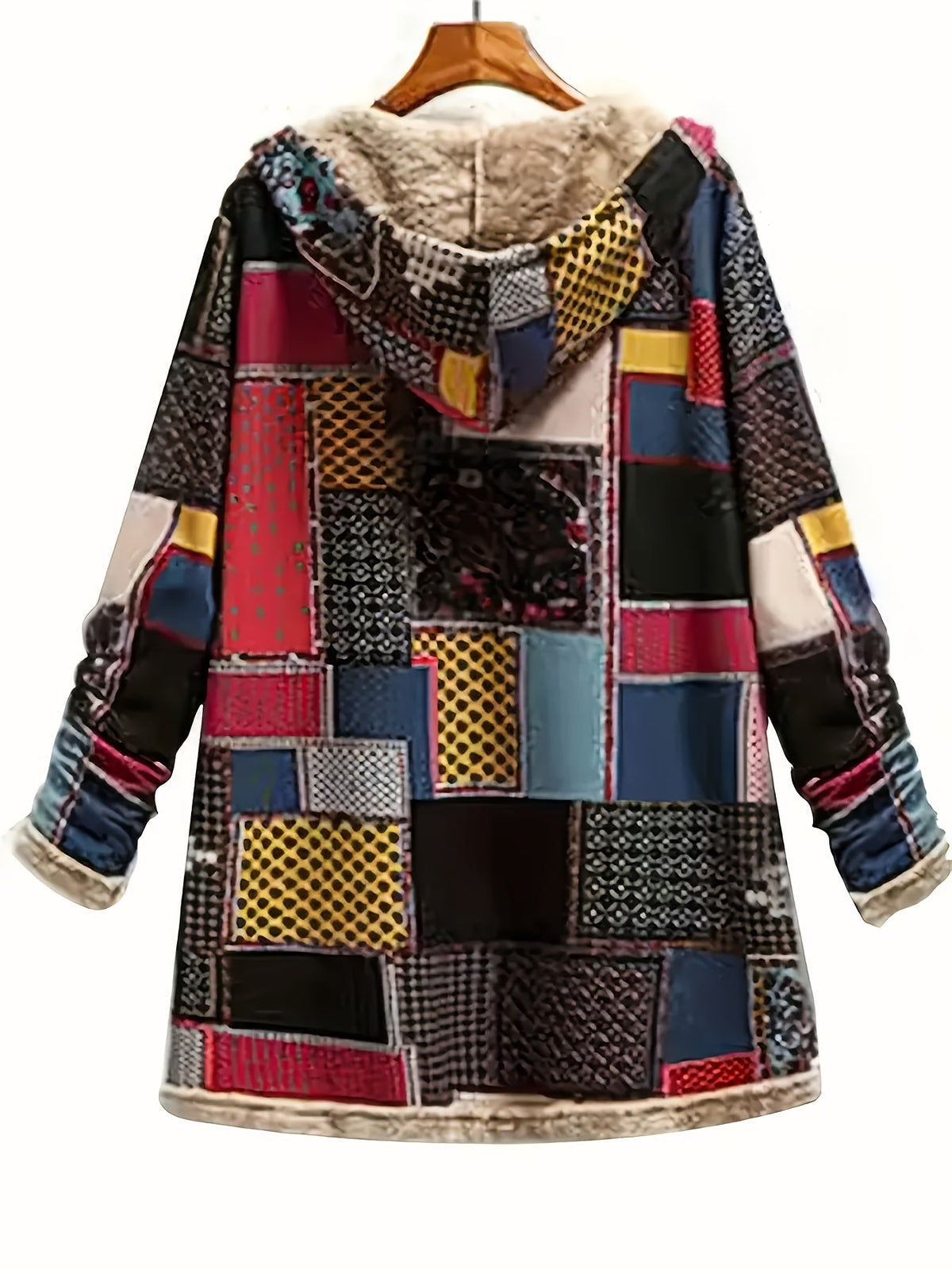 Etta | Kapuzenmantel im Patchwork-Design