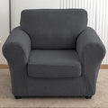 Armchair Slipcover 2pcs Set Jacquard Leaf Texture Stretch Chair Cover with Seat Cushion Cover for Entryways, Bedrooms and Living Spaces