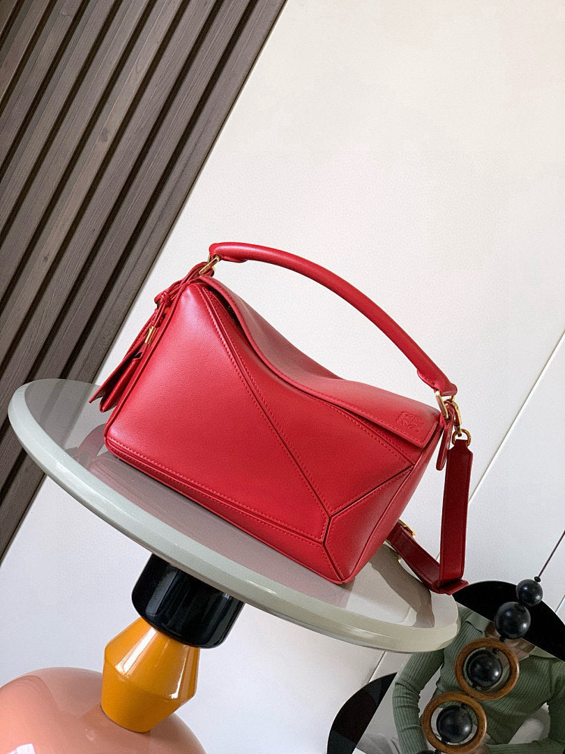 Loewe Puzzle Bag Small – Red Smooth Calfskin Leather Gold Hardware