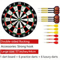 17-Inch Double-Sided Flocked Dartboard Set with Six Practice Darts, Six Gold-Color Darts and Alloy Edge Frame