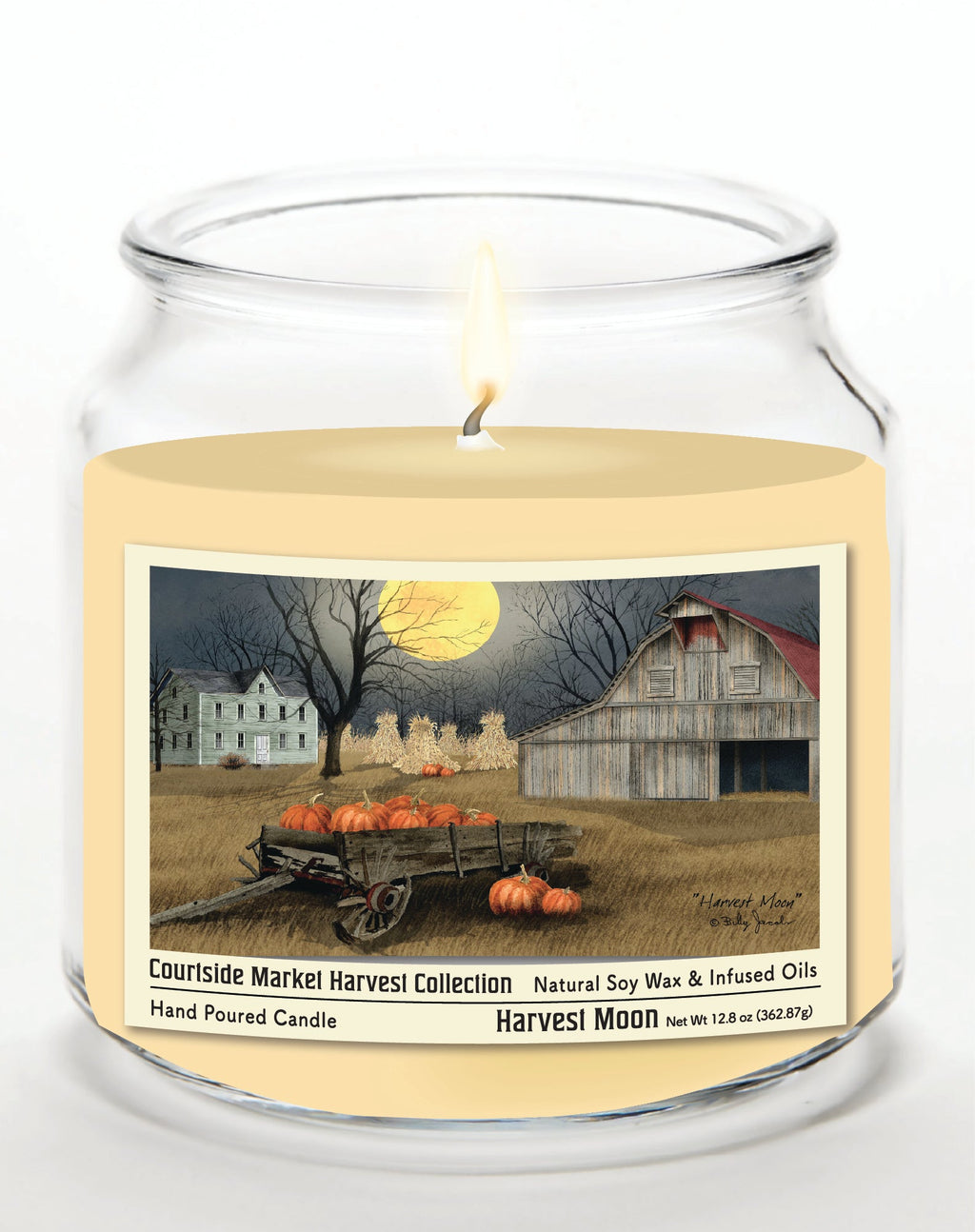 Harvest Moon 12.8 Oz Candle Glass Jar with Brushed Silver Metal Lid