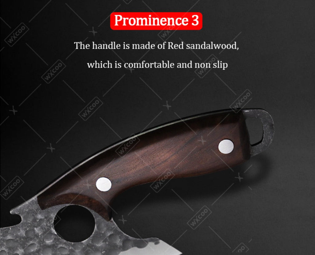 Kitchen Knife Set by WXYCOO, 3- or 4-Piece 5Cr15MoV Steel Hammered Blades with Curved Wood Handles