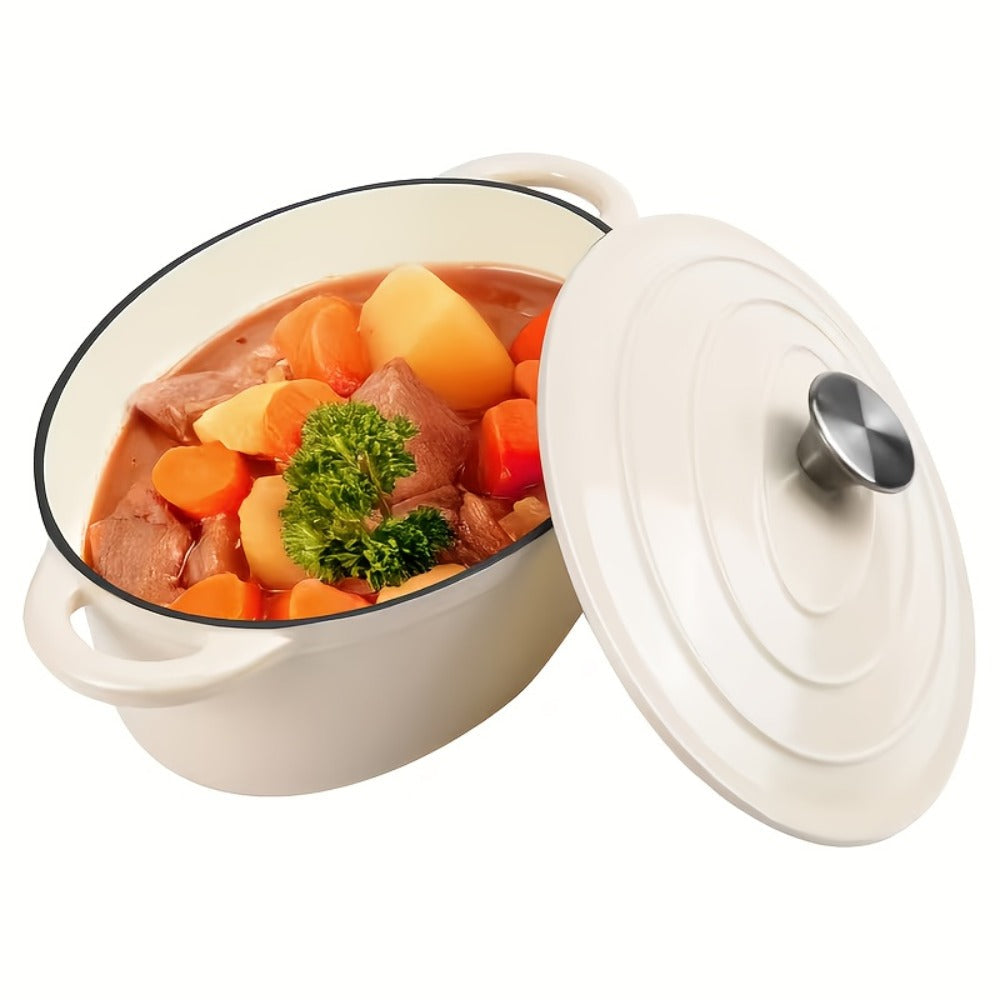 Dutch Oven Cookware by Uyi, 4.5QT Enameled Cast Iron Pot with Lid, Dual Handles and Four Color Options