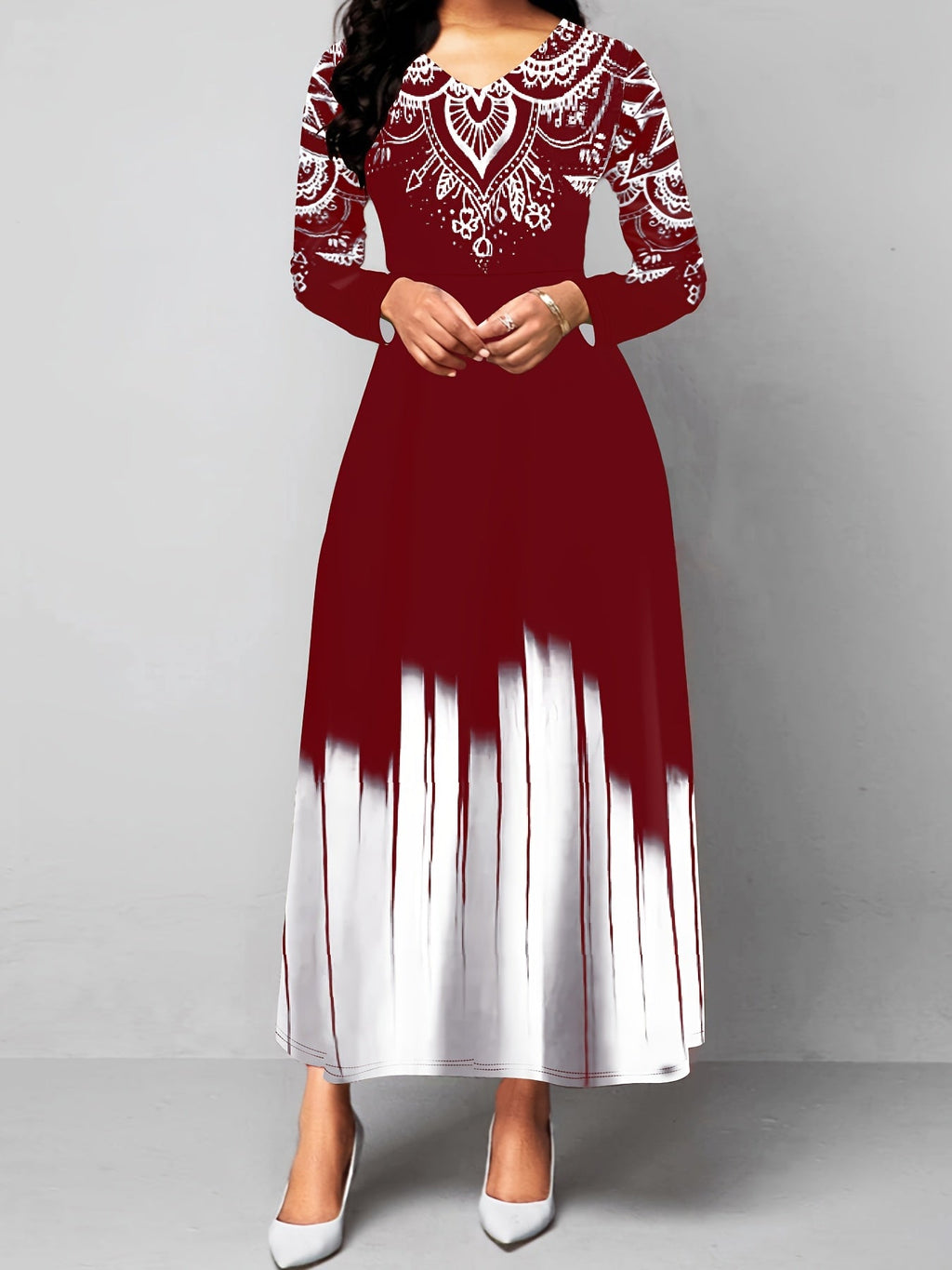 Rosalyn | Maxikleid in A-Linie mit kunstvollem Druck