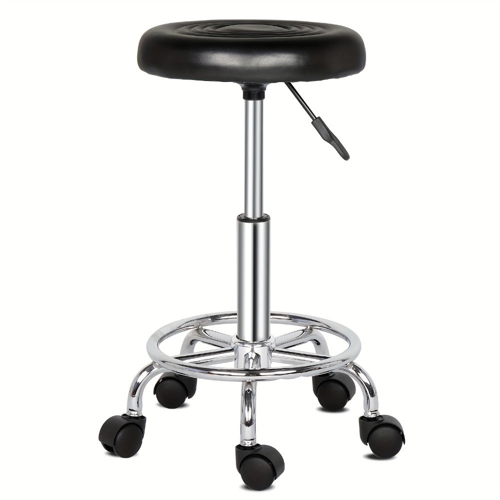 360 Swivel Bar Stool with Footrest Round Cushioned Sponge Seat Chrome Base Counter Stool Kitchen Island Home