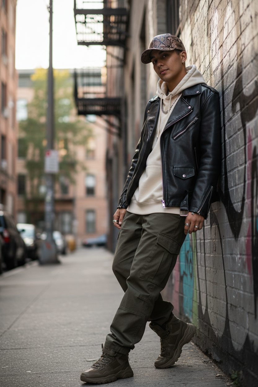 Jackson Baseballkappe aus Kunstleder mit Schlangenmuster, verstellbar, Unisex