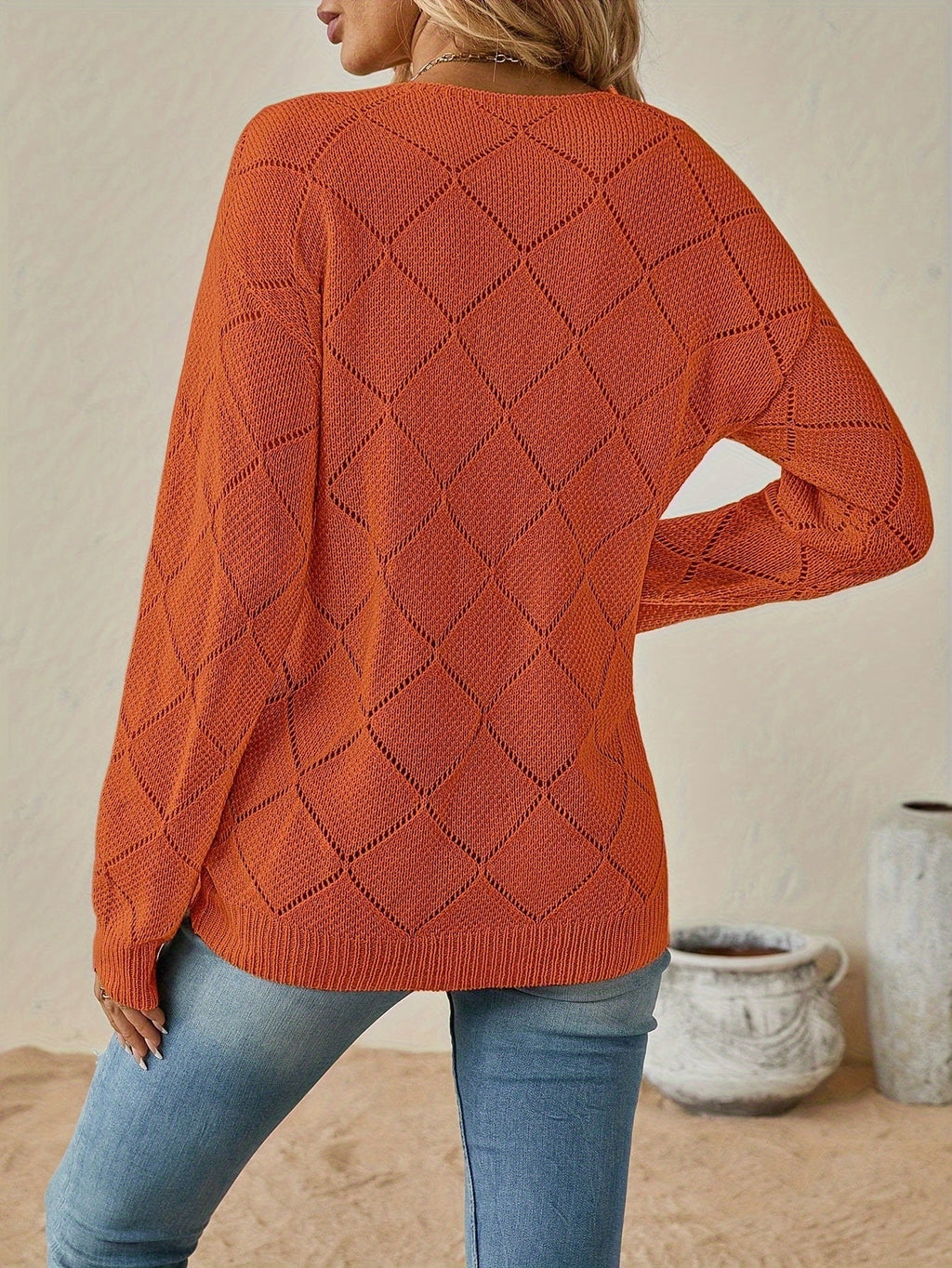 Bernice | Durchbrochener V-Ausschnitt-Pullover