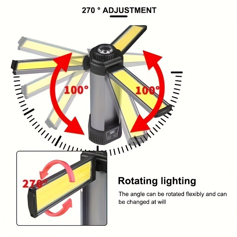 Camping Lantern with Rechargeable USB Power and Tripod Stand, LED Work Light Featuring Ten Lighting Modes