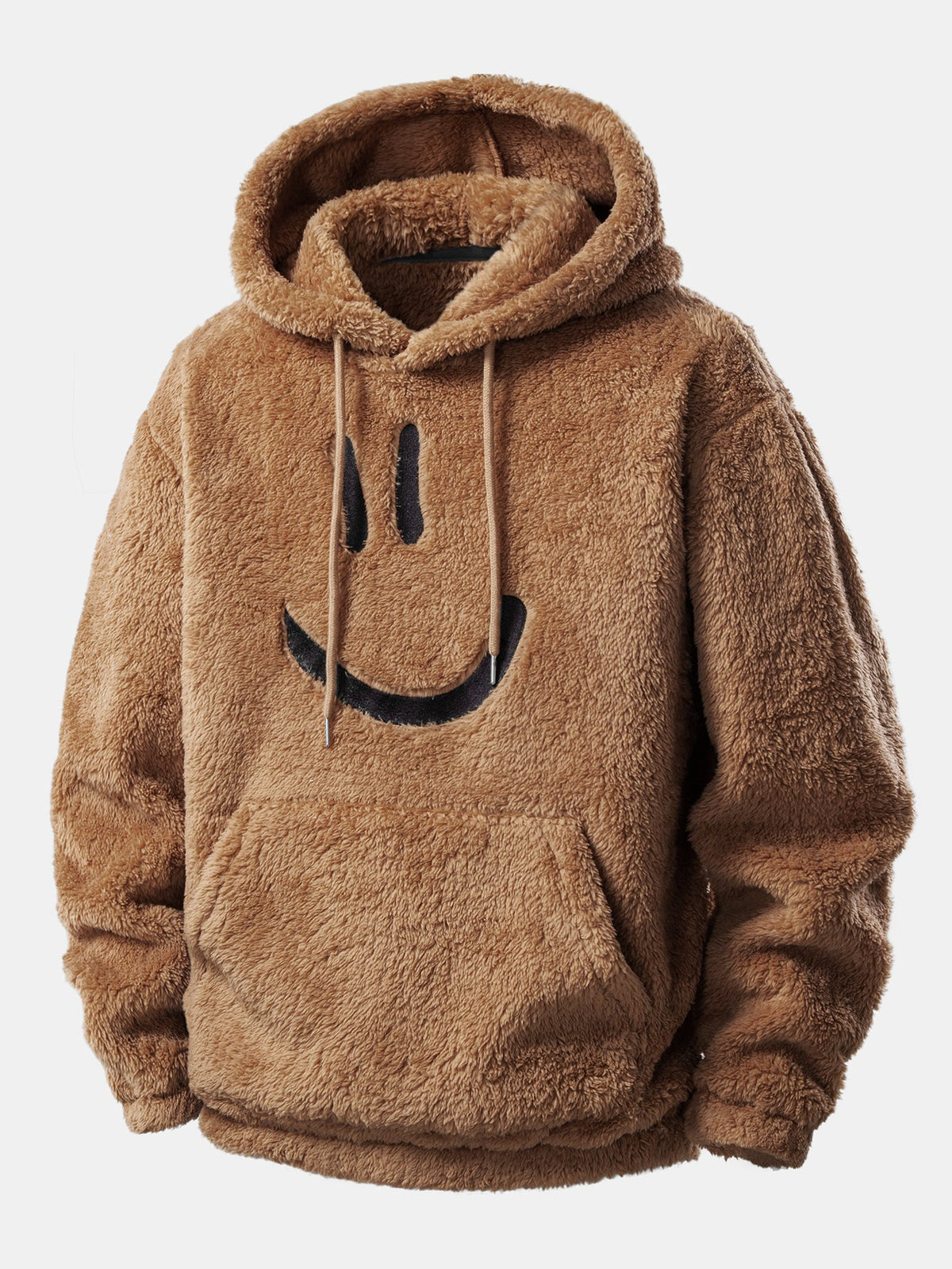 3 Pieces Smiley Face Embroidered Teddy Hoodie