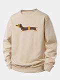 Dachshund With Swimming Ring Print Relax Fit Sweatshirt