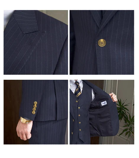 Casual Men's 3 pieces Suit Wide Peak Lapel Flat Tuxedo